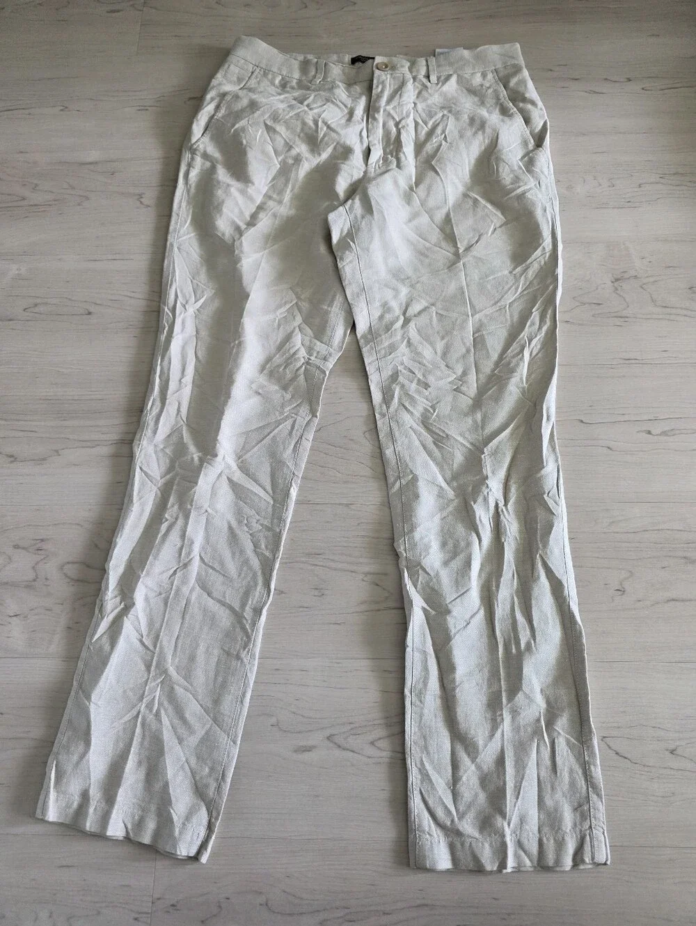 Banana Republic Kentfield Linen Blend Pants 33x32 Ivory Straight Leg Laggenlook
